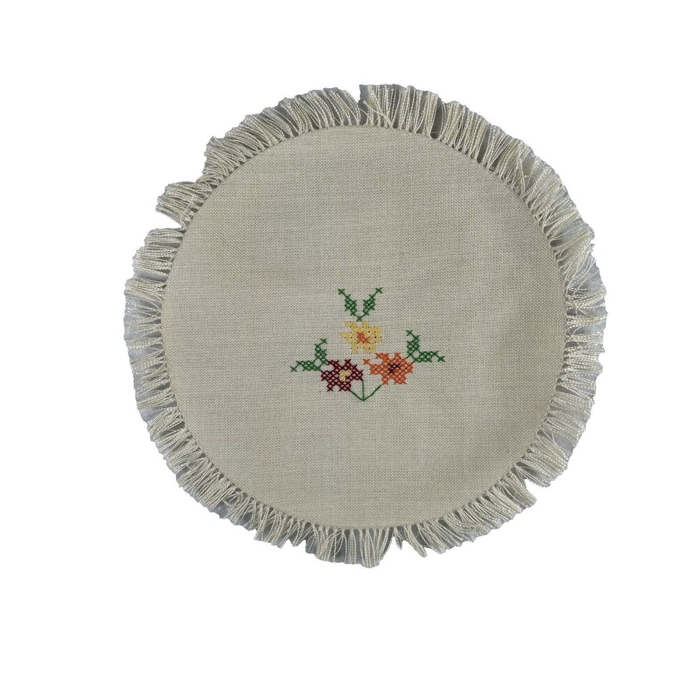 Vintage Cross Stitch Flower Doilies - Set of 8